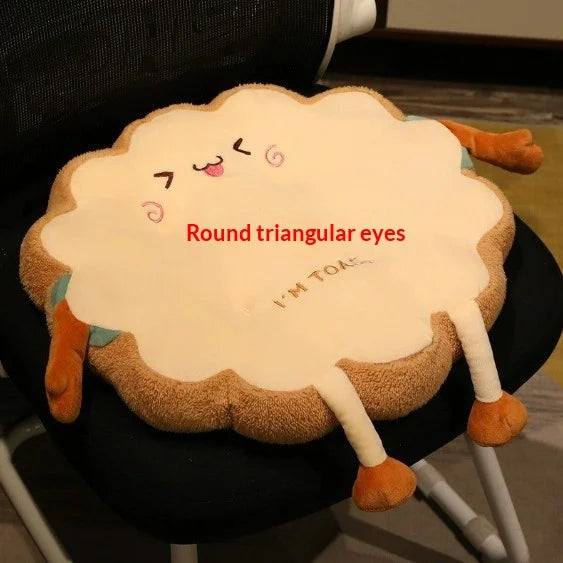 Toast Shaped Seat Cushion Memory Foam Office Chair Pad Orthopedic Comfort Floor Pillow for Home Classroom Tatami Window Seat Peaceful Pleasures Health and Wellness Round Triangle eyed