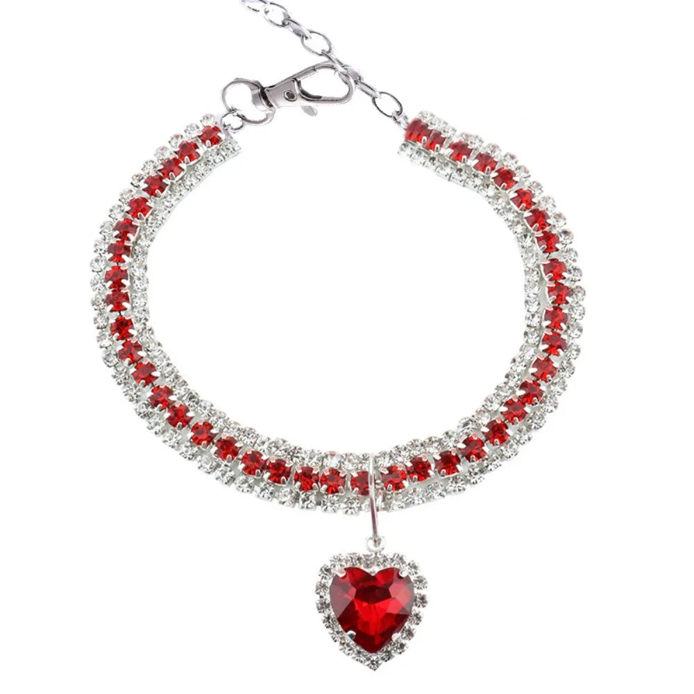 Kitten Diamante Collar Necklace for Cat Rhinestone Cute Bling Puppy Doggy Crystal Pendant Diamond Collar Pet Accessories Collar Peaceful Pleasures Health and Wellness