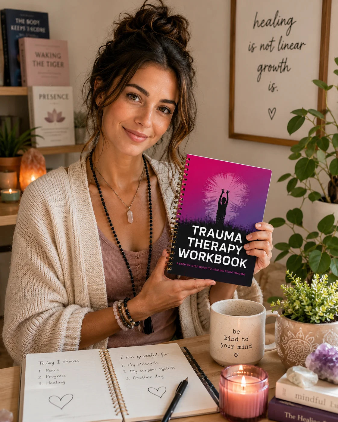 Trauma Therapy Workbook Emotional Healing Spiral Bound Journal Daily