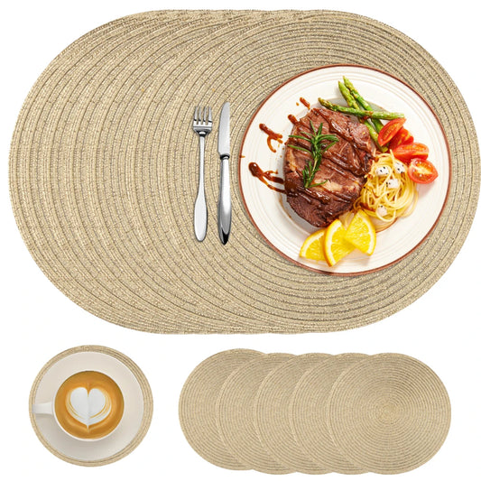 Round Placemats and Coasters Set of 6 Christmas Placemats Washable Placemats 34/38cm Woven Placemats Christmas Round Placemats Peaceful Pleasures Health and Wellness