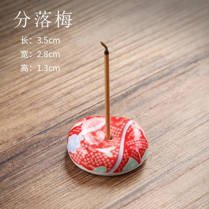 Cherry Blossom Incense Burner Home Ceramic Decor Stick Holder Aromatherapy Censer Office Teahouse Ornament Home Decor 방향제 Peaceful Pleasures Health and Wellness red