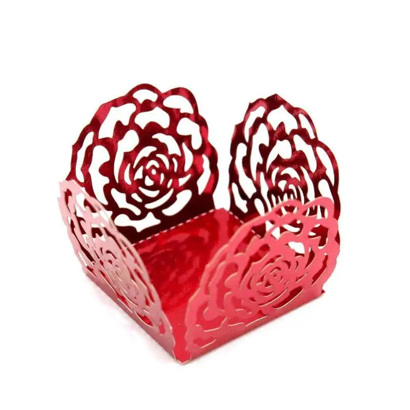 50-Pack Gold Rose Laser-Cut Dessert Liners & Cake Wrappers
