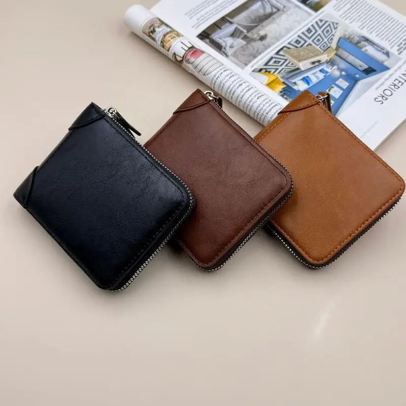 Men's Slim Zipper Wallet | Multi-Card Holder & Coin Pocket