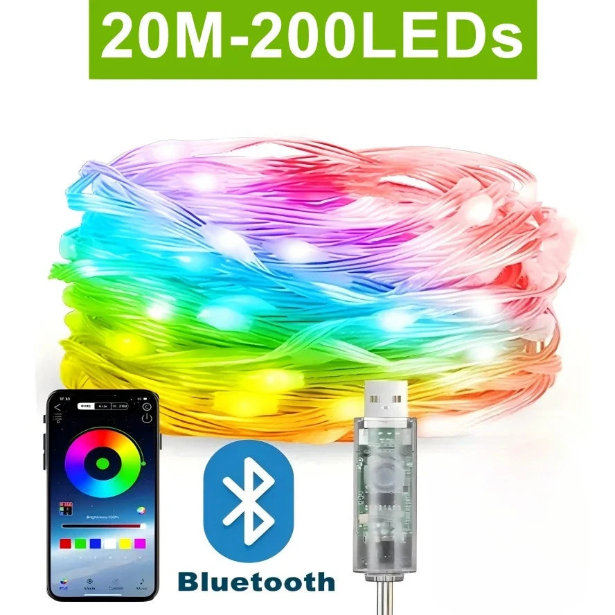 Bluetooth RGB LED Fairy String Lights 5M–20M | App & Remote