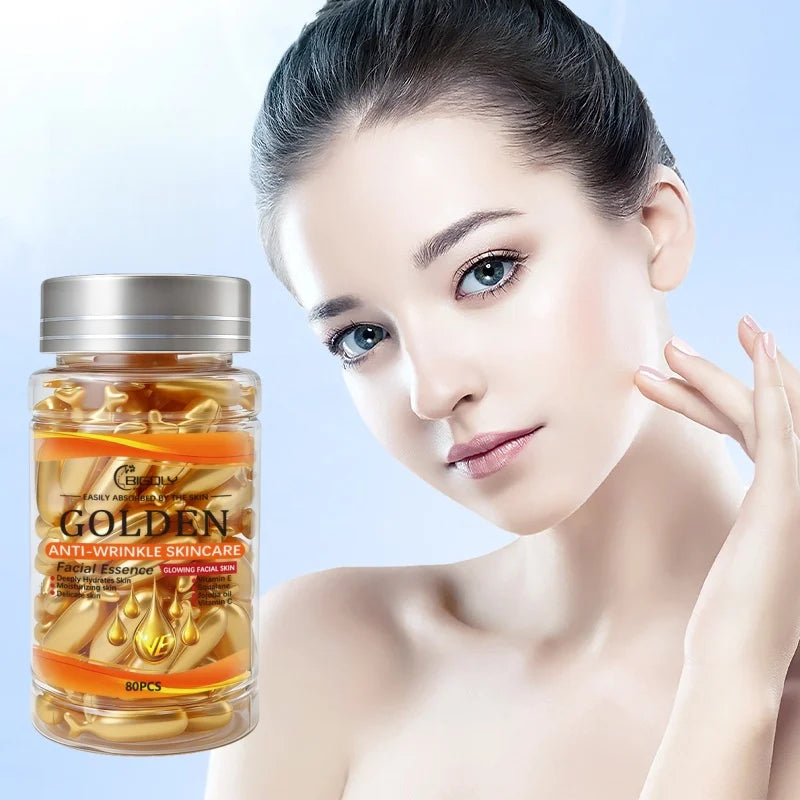 Anti-Wrinkle Face Serum Capsules – Vitamin C, E & Squalane 80ct