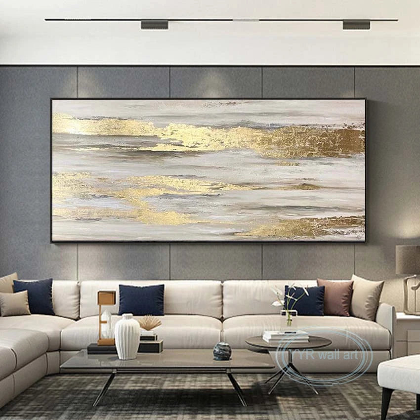 High Quality Abstract Gold Foil Handmade Oil Painting Modern Wall Art Canvas Poster Bedroom Living Room Sofa Decoration Salon Peaceful Pleasures Health and Wellness