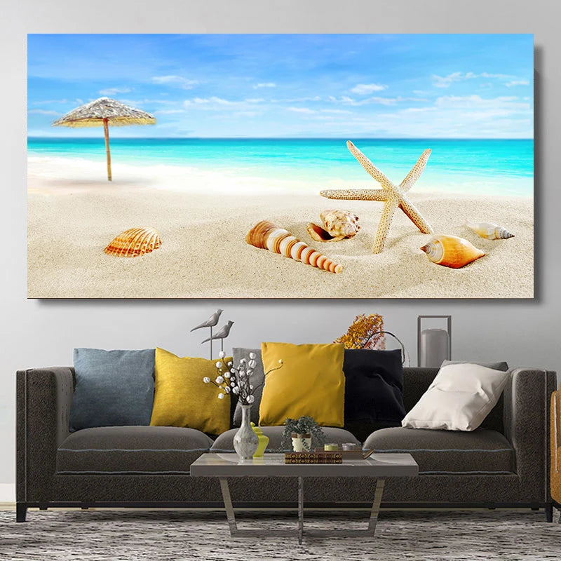Natural Modern Seascape Wall Pictures Landscape Beach Sea Ocean Canvas Painting Wall Art Posters for Living Room Decor Cuadros Peaceful Pleasures Health and Wellness w2573 seascape-18 30x60cm