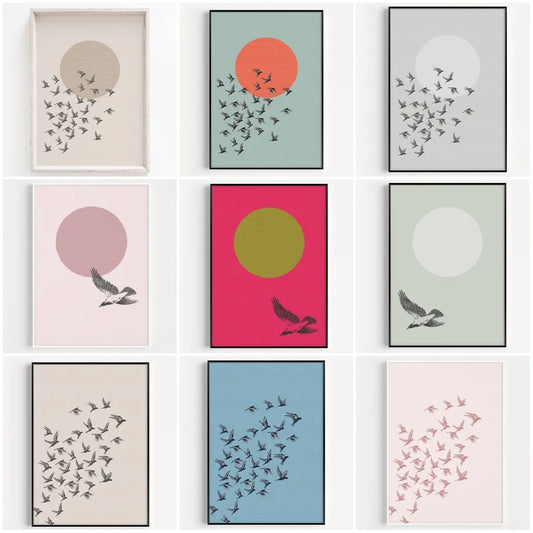 Vintage Scandinavian Bird Canvas Wall Art | Minimalist Print Canvas Wall Art Print Peaceful Pleasures Health and Wellness