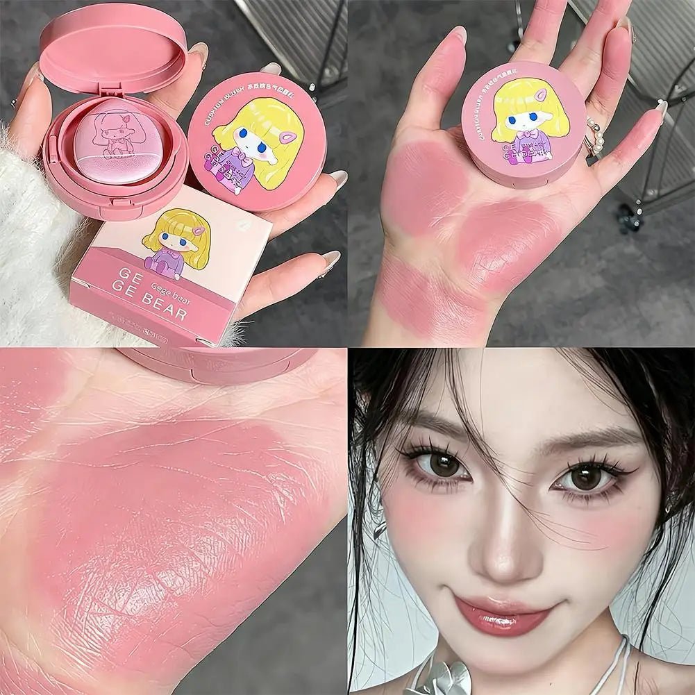 Peach Cushion Blush Natural Pure Pink Orange Hydrating Matte Blush Lasting Moisturizing Face Rouge Disc With Air Cushion Mirror Peaceful Pleasures Health and Wellness