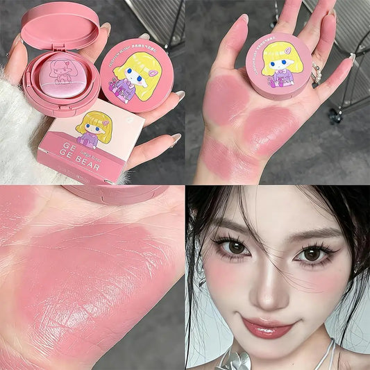 Peach Cushion Blush Natural Pure Pink Orange Hydrating Matte Blush Lasting Moisturizing Face Rouge Disc With Air Cushion Mirror Peaceful Pleasures Health and Wellness