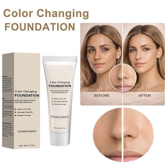 Color Changing Foundation for Women,Instantly Adapts to Your Skin Tone,12-Hour Wear – Natural Dewy Finish - Medium Dark, 30ml Peaceful Pleasures Health and Wellness