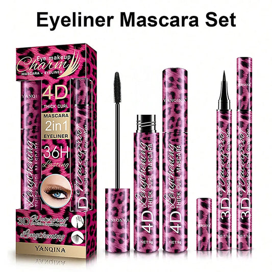 YANQINA 4D Waterproof Eyeliner, Mascara & Eyebrow Set Eye Makeup Set Oasis Select