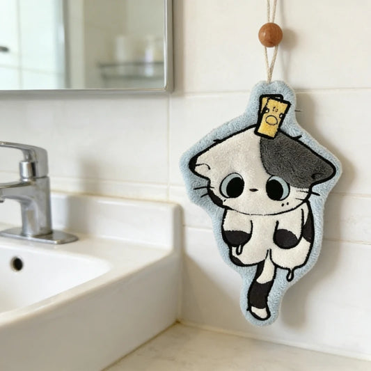 Hanging Thickened Super Absorbent Cute Cartoon Hand Towel Coral Velvet Square Towel Dual Use Kitchen Bathroom Soft Hand Drying Peaceful Pleasures Health and Wellness