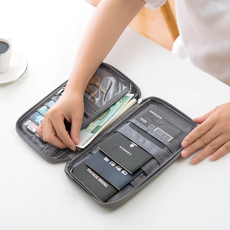 Travel Document Organizer - Waterproof Passport Holder with RFID Blocking, Multi-Card Slots & Zipper Pocket for Airplane/Train Peaceful Pleasures Health and Wellness