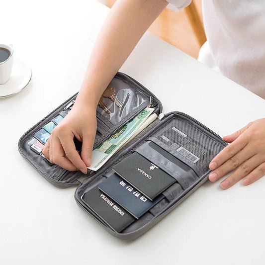 Travel Document Organizer - Waterproof Passport Holder with RFID Blocking, Multi-Card Slots & Zipper Pocket for Airplane/Train Peaceful Pleasures Health and Wellness