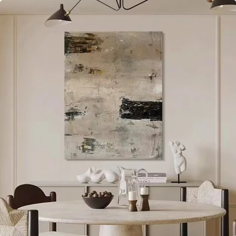 Handmade Canvas Oil Painting, Modern Abstract Black Grey Texture Mural, Images Of Home Decor,Living Room Bedroom and Dining Room Peaceful Pleasures Health and Wellness