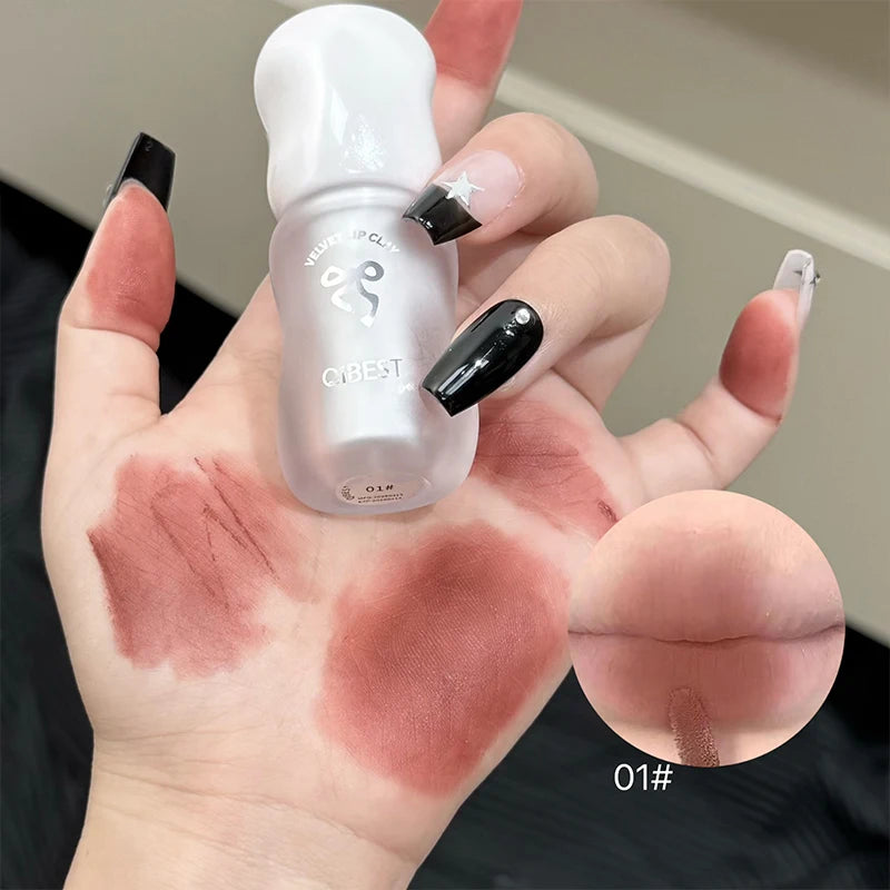 QIBEST Nude Lipstick Matte Cream Texture Lip Lacquer No Stain Cup Lip Mud Waterproof Liquid Lipstick Lasting Cosmetics Lip Tint Peaceful Pleasures Health and Wellness 01