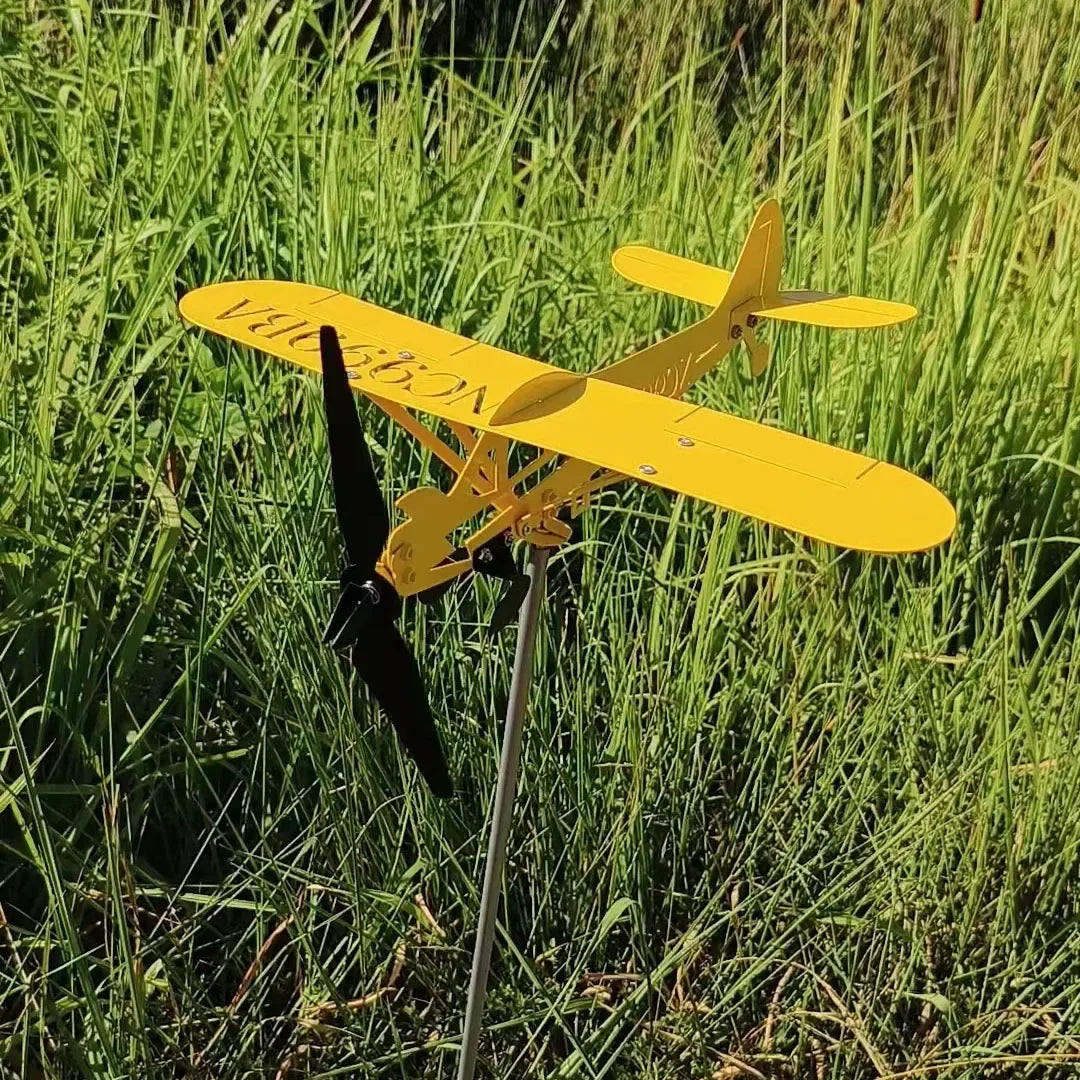 3D Airplane Wind Spinner Metal Weather Vane Garden Ornament Garden Wind Spinner Peaceful Pleasures Health and Wellness