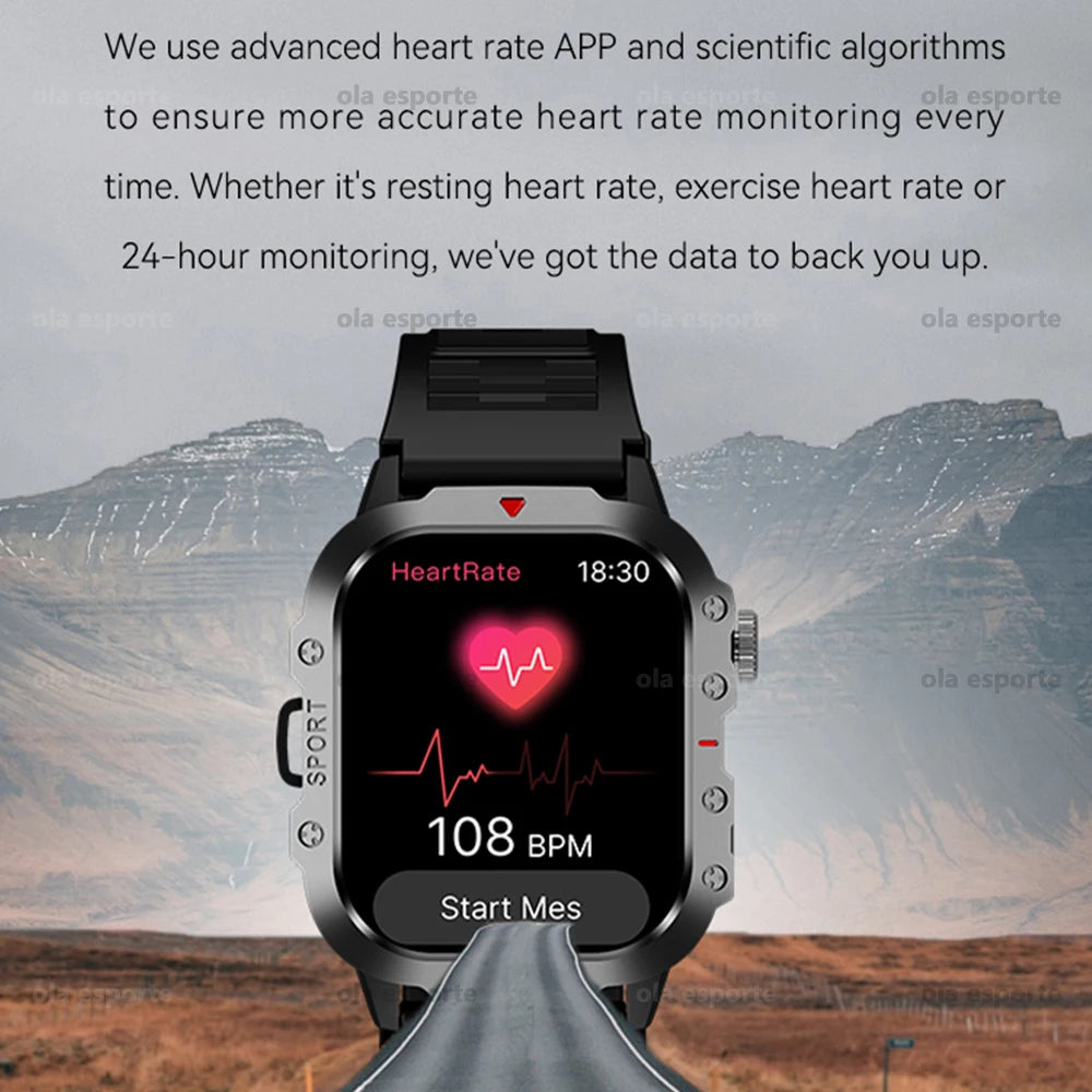 2026 New Military Men's Smart Watch Outdoor Sports Health Monitor with LED Flashlight Bluetooth Call Women's Smartwatch HW12 Peaceful Pleasures Health and Wellness