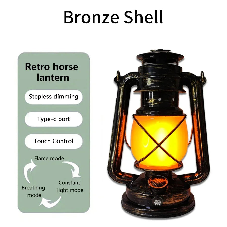 Retro LED Horse Lantern – Rechargeable Portable Hanging Lamp