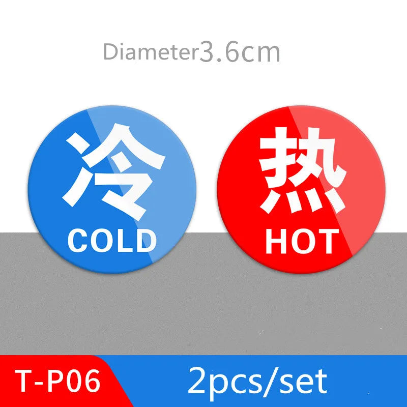 Hot & Cold Faucet Label Stickers – Acrylic Self-Adhesive Signs
