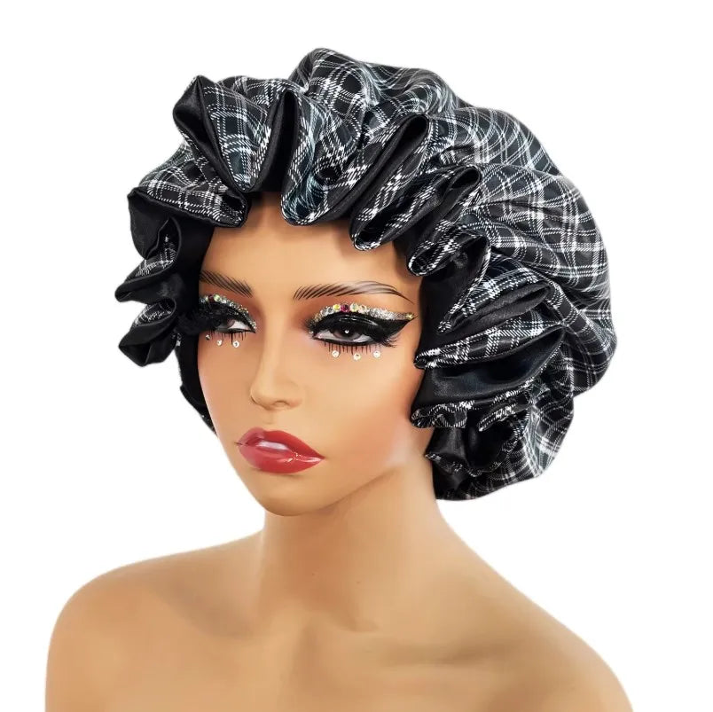 Large Satin Sleep Bonnet Cap – Silky Night Hair Cover Women