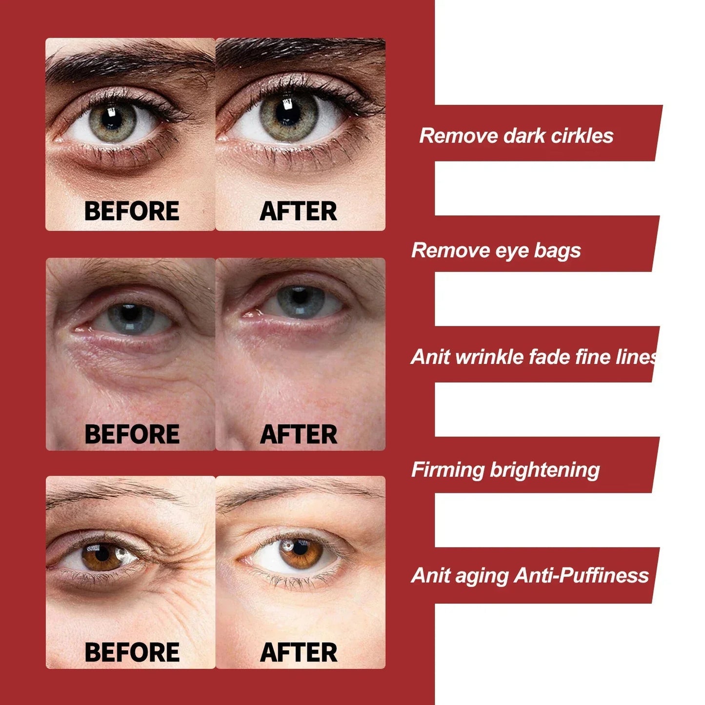 Retinol Eye Bags Removal Cream Instant Anti-Wrinkle Firming Skin Fade Fine Lines Anti Dark Circle Puffiness Brighten Eye Care Peaceful Pleasures Health and Wellness