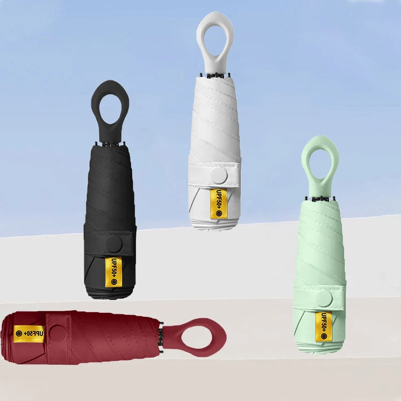 Portable 5-Fold UV & Rain Umbrella with Hollow-Out Handle