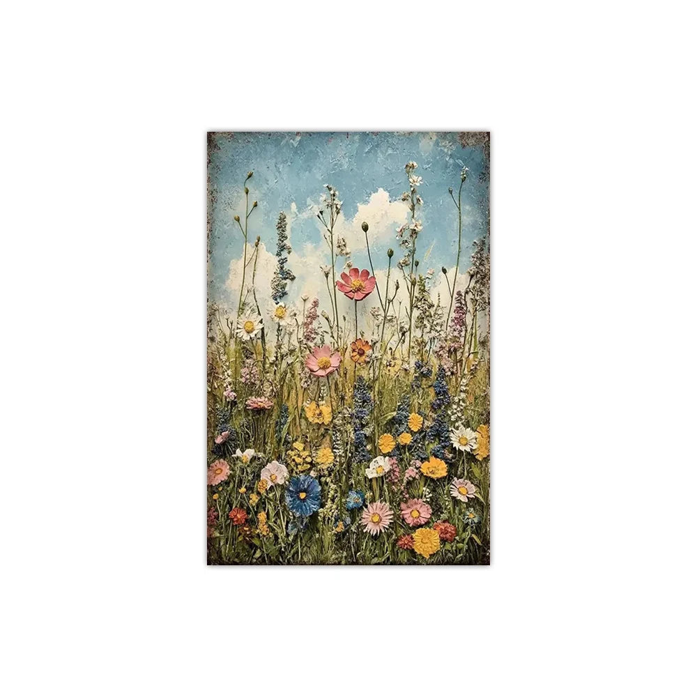Vintage Wildflowers Canvas Wall Art | Farmhouse Floral Poster