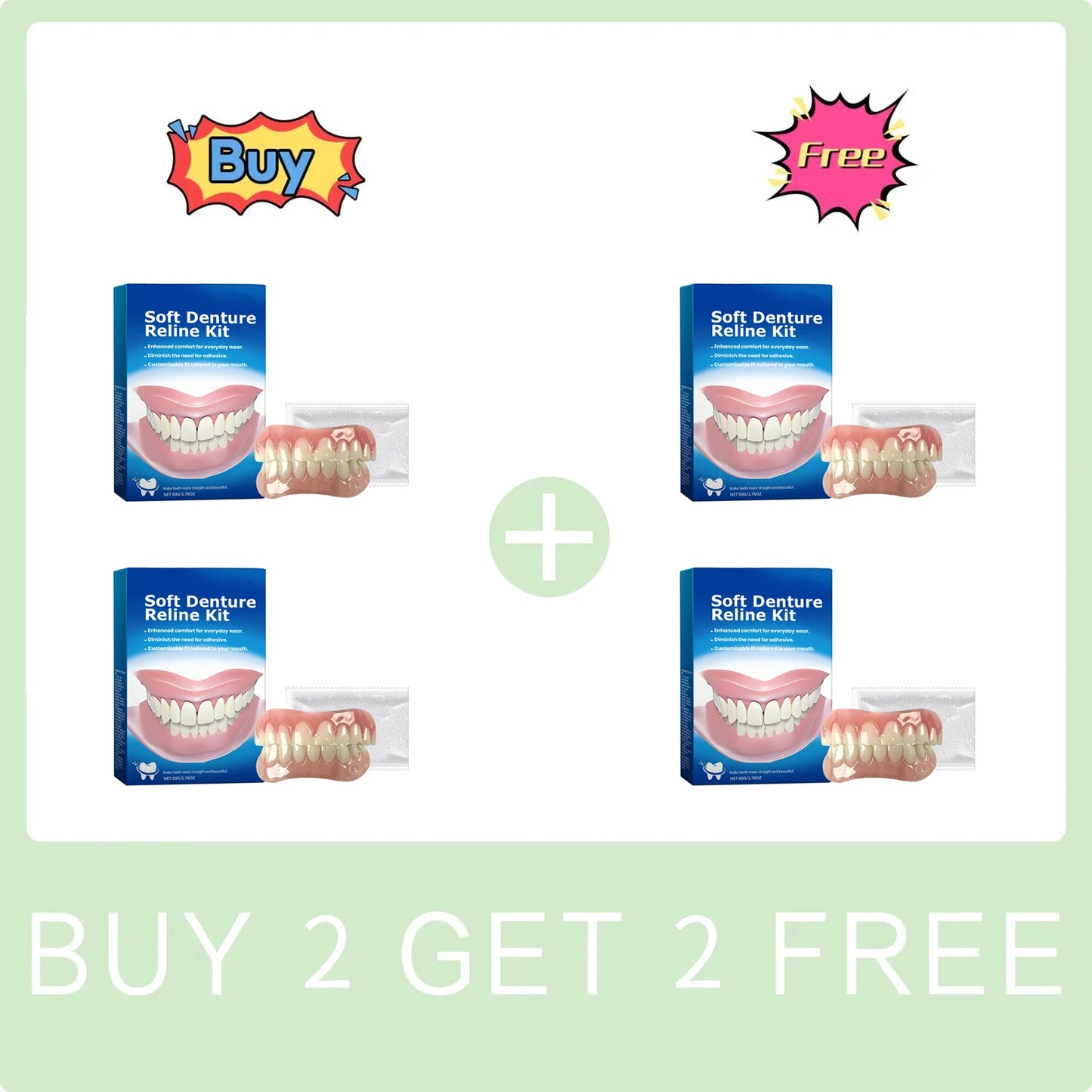Denture Reline Kit Silicone Liners Soft Denture Braces Silicone Whitening Teeth Cover Teeth Bracesc Comfortable Teeth Peaceful Pleasures Health and Wellness Buy 2 Get 2 Free