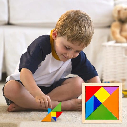 Wooden Tangram Puzzle Blocks | Montessori Toy for Kids Ages 3–12 Wooden Tangram Puzzle Peaceful Pleasures Health and Wellness