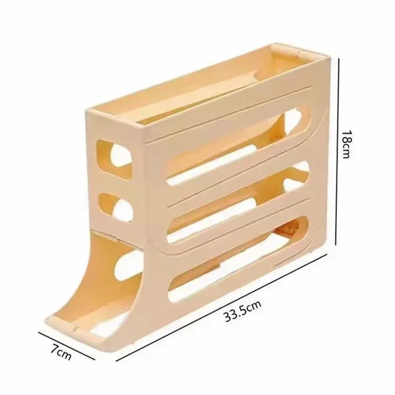 Refrigerator Egg Storage Box 4 Layers Automatic Rolling Egg Holder Kitchen Refrigerator Egg Dispenser Fridge Organizer Peaceful Pleasures Health and Wellness 1pc 1