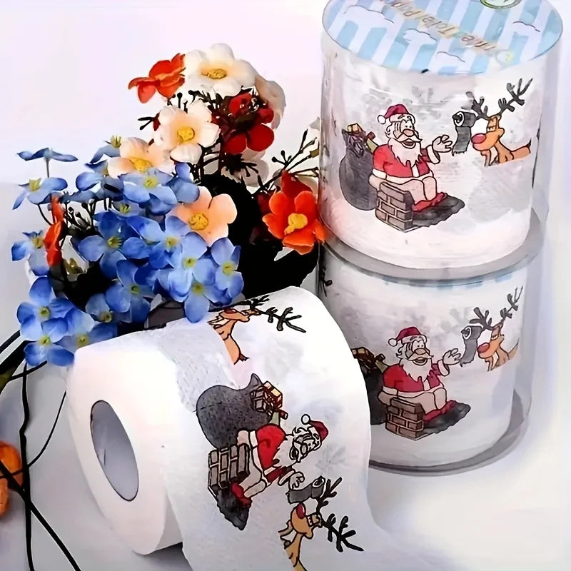 1Roll Christmas-themed Toilet Paper Santa Claus Festive Design