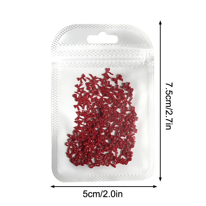 100PCS 3D Nail Art Red Bow Charms Supplies Kawaii Accessories Resin For Nails Decorastion Product Manicure Decor Materials Tool Peaceful Pleasures Health and Wellness