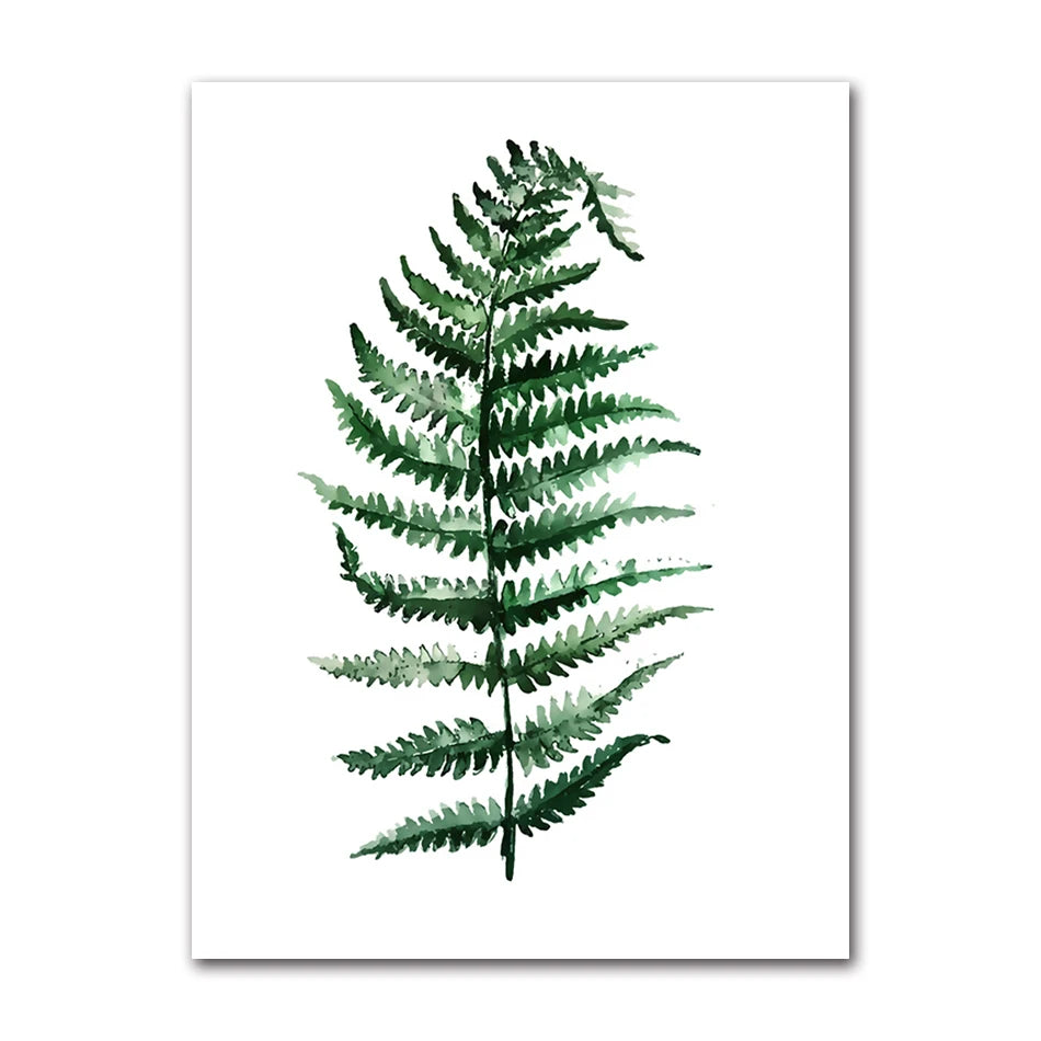 Nordic Tropical Plants Canvas Wall Art | Green Leaves Poster