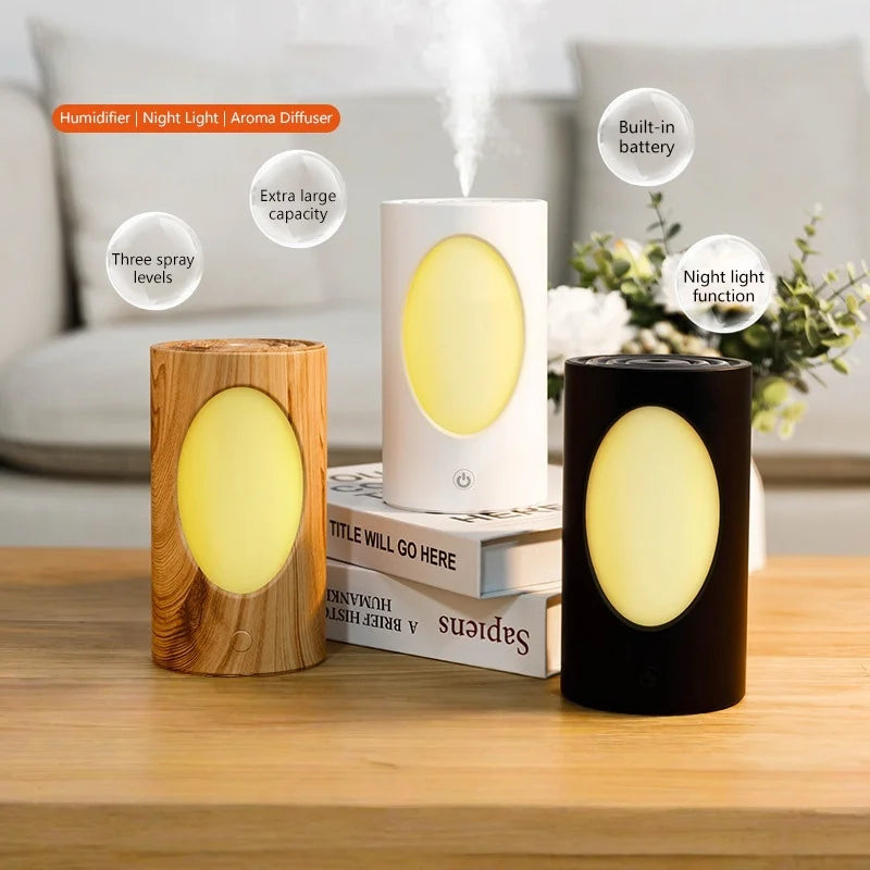 600ml Portable Aroma Diffuser With Colorful LED Lights Battery Rechargeable Wireless Air Humidifier For Bedroom Office Peaceful Pleasures Health and Wellness
