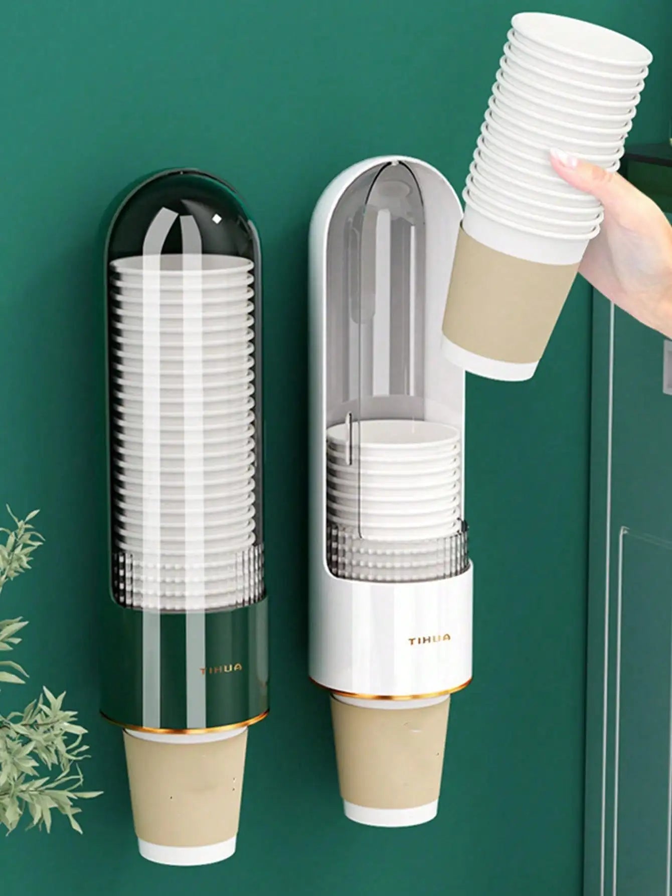 1Pcs Disposable Paper Cup Dispenser Pull Type Plastic Cup Holder Anti-Dust Storage Rack Office Home Organizer Peaceful Pleasures Health and Wellness