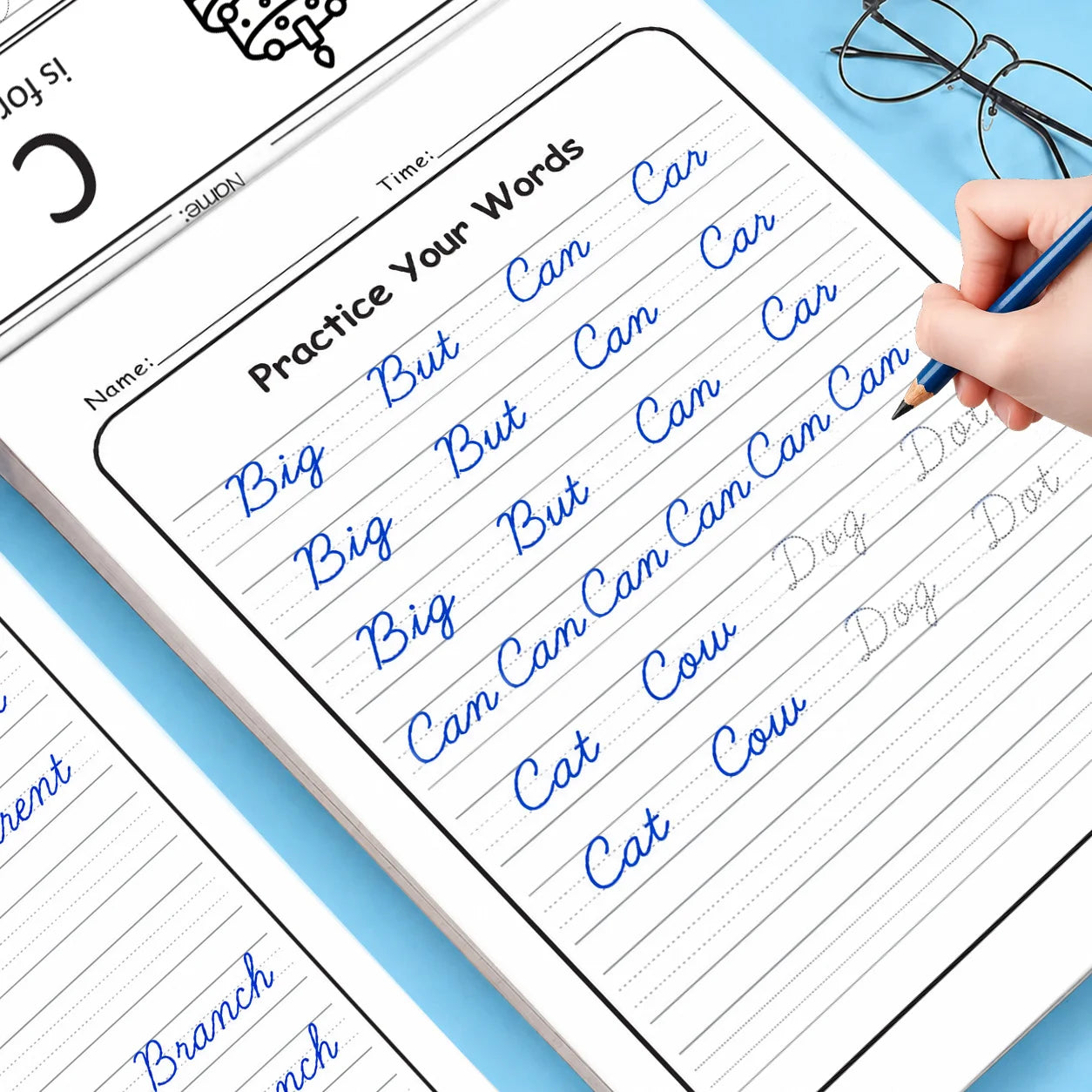 Beginner Cursive Handwriting Workbook 32 Pages Words Sentences