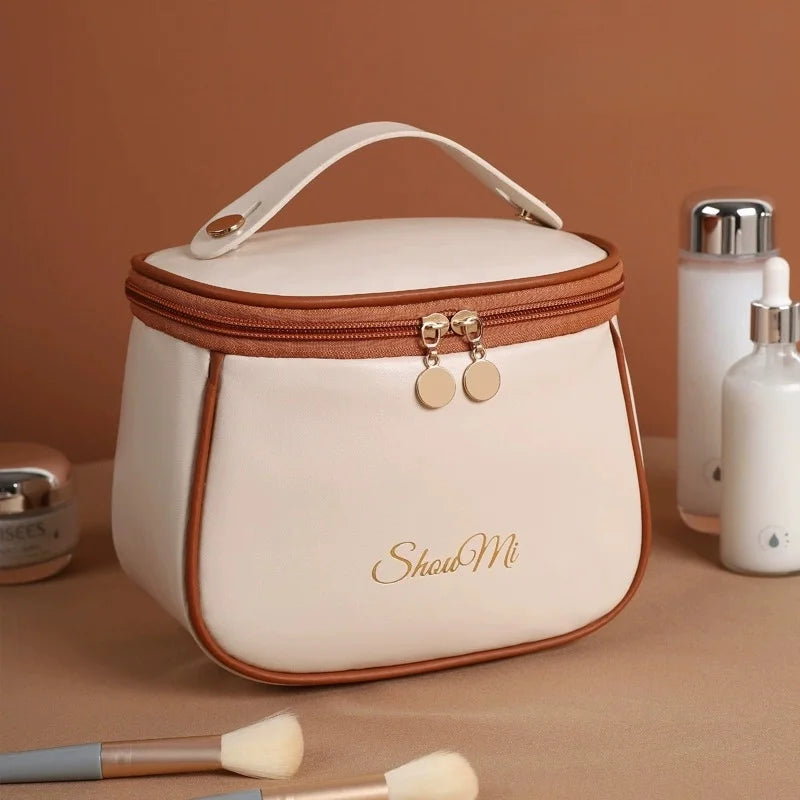 Large Waterproof Travel Makeup Bag with Handle & Divider