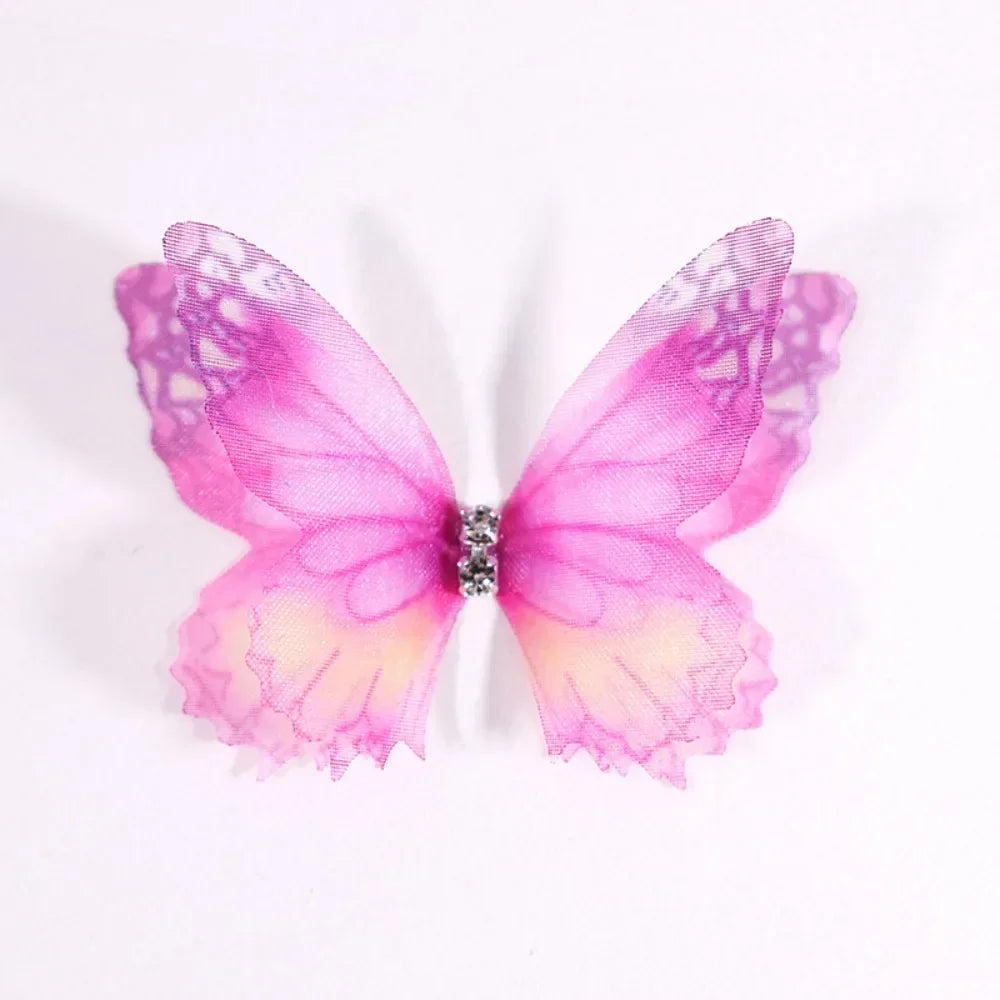 50Pcs 3D Organza Butterfly Appliqués – Gradient Mesh Patches