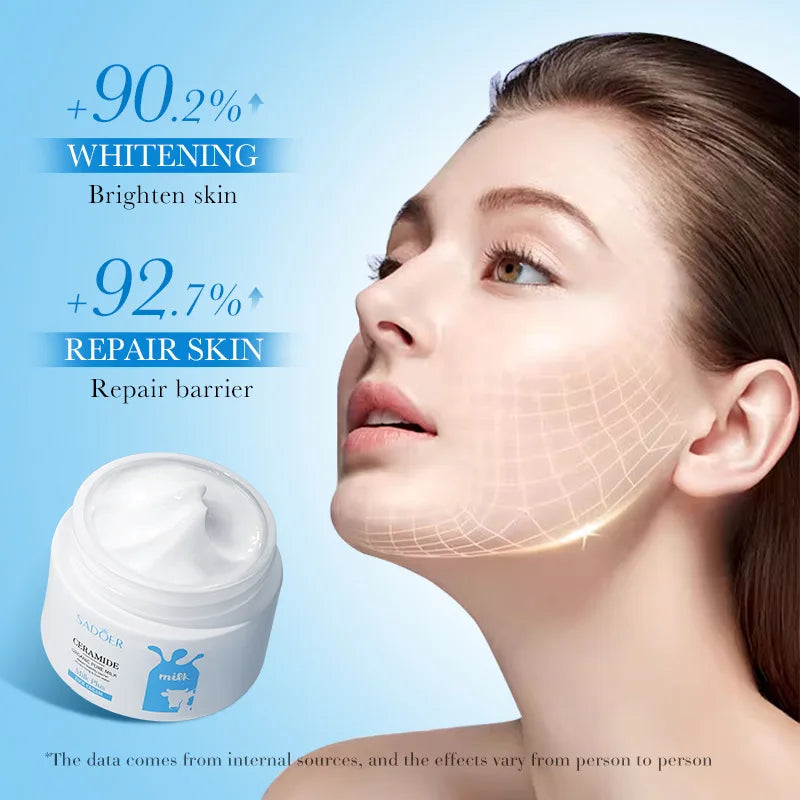 SADOER Ceramide Milk Moisturizing Face Cream – Anti-Wrinkle 100ml Facial Moisturizer Cream Peaceful Pleasures Health and Wellness