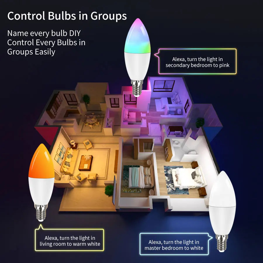 E14 WiFi Smart Candle Bulb 5W/7W/9W | Alexa & Google Home