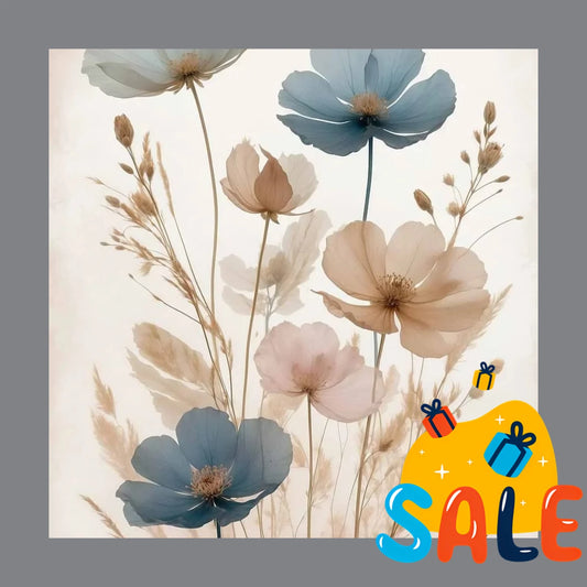 Vintage Botanical Wildflowers Canvas Wall Art | Farmhouse Decor Canvas Wall Art Peaceful Pleasures Health and Wellness