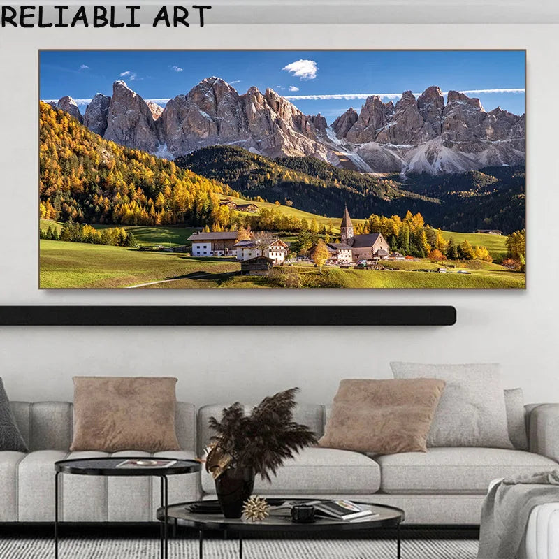 Autumn Tree Mountain Waterfall Landscape Canvas Painting Wall Art Pictures Poster and Prints for Living Room Home Decor No Frame Peaceful Pleasures Health and Wellness x autumn 8282 40x80cm