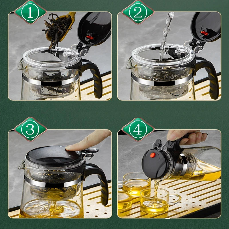 HMLOVE Heat Resistant Glass Teapot Puer Kettle Tea Infuser Filter