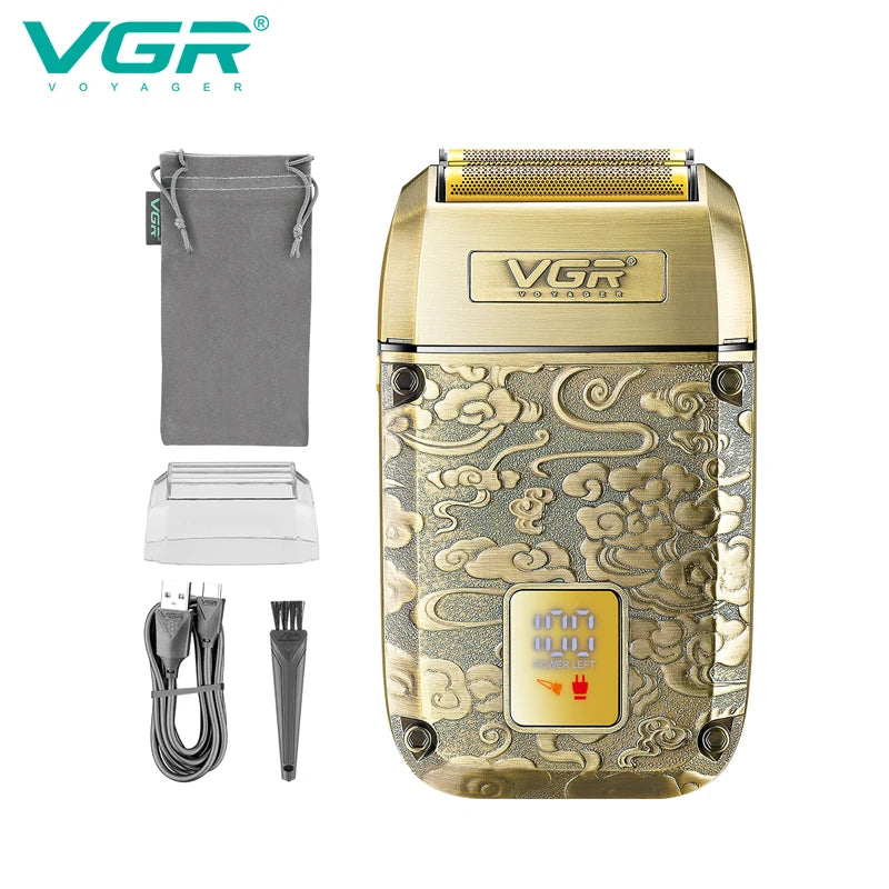 VGR 336 Shaver Professional USB Razor Rechargeable Beard Trimmer Digital Display Shaver Electric Trimmer 8500 RPM Shaver for Man Peaceful Pleasures Health and Wellness