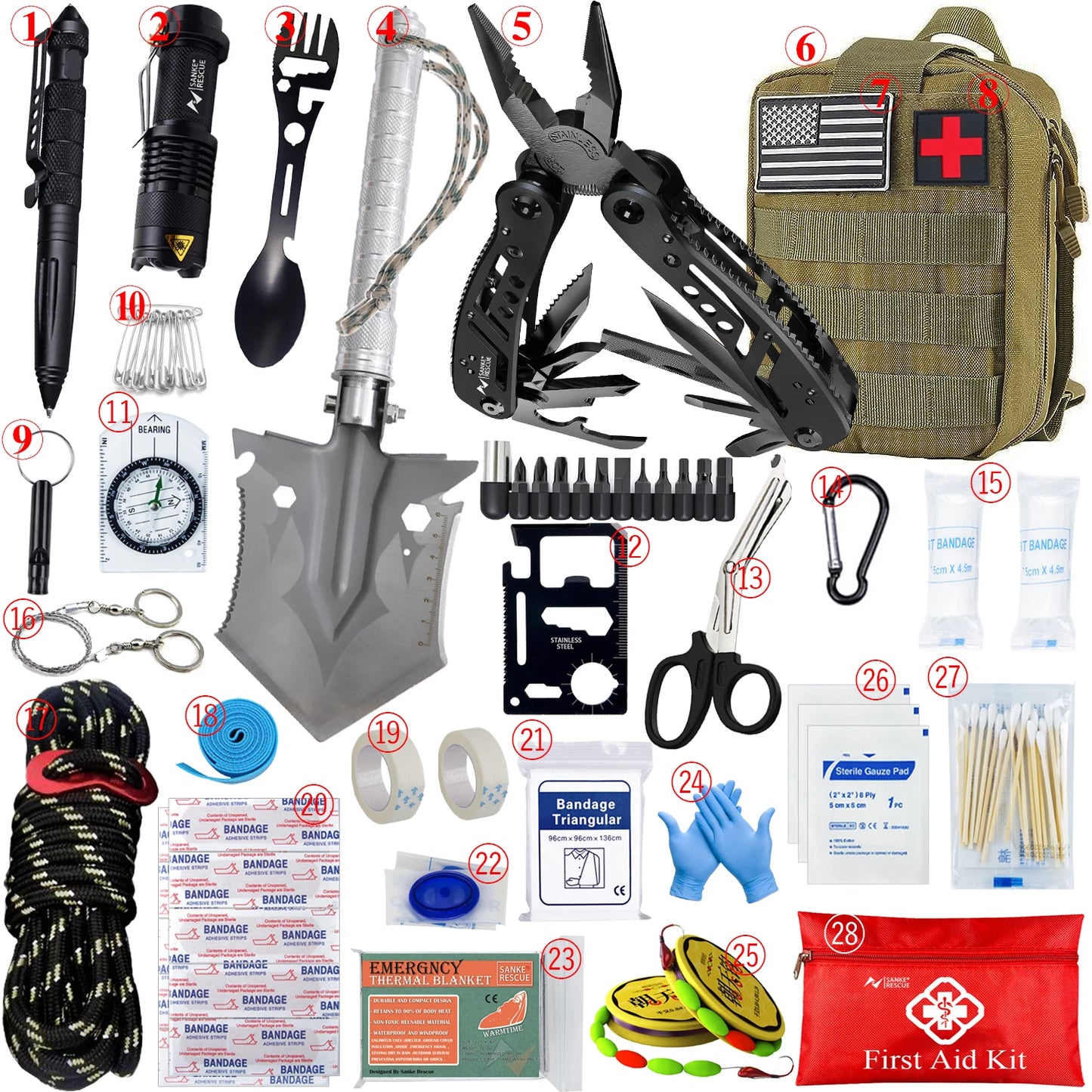 Top-Rated Car Survival First Aid Kit Full Molle Outdoor Emergency Trauma Pack for Camping Hiking IFAK EDC Essentials Peaceful Pleasures Health and Wellness Kakhi