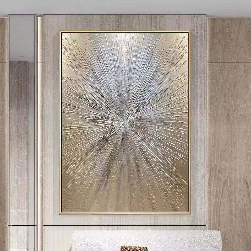 Golden Lines Decoration Painting, Abstract Texture Hanging Painting, Modern Sofa Background Wall Decoration, Living Room Bedroom Peaceful Pleasures Health and Wellness No frame 70cmx100cm
