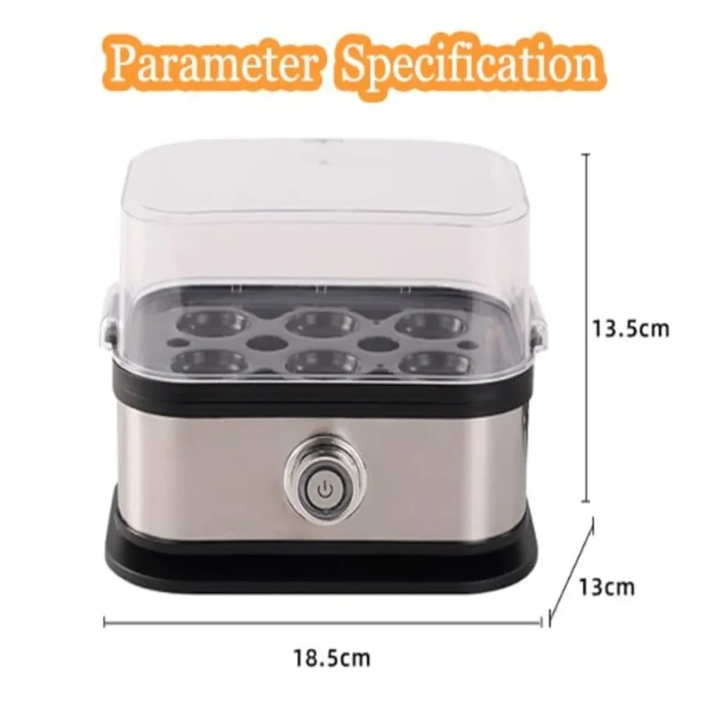 200W Rapid Egg Cooker – 6-Egg Stainless Steel Auto Shut-Off