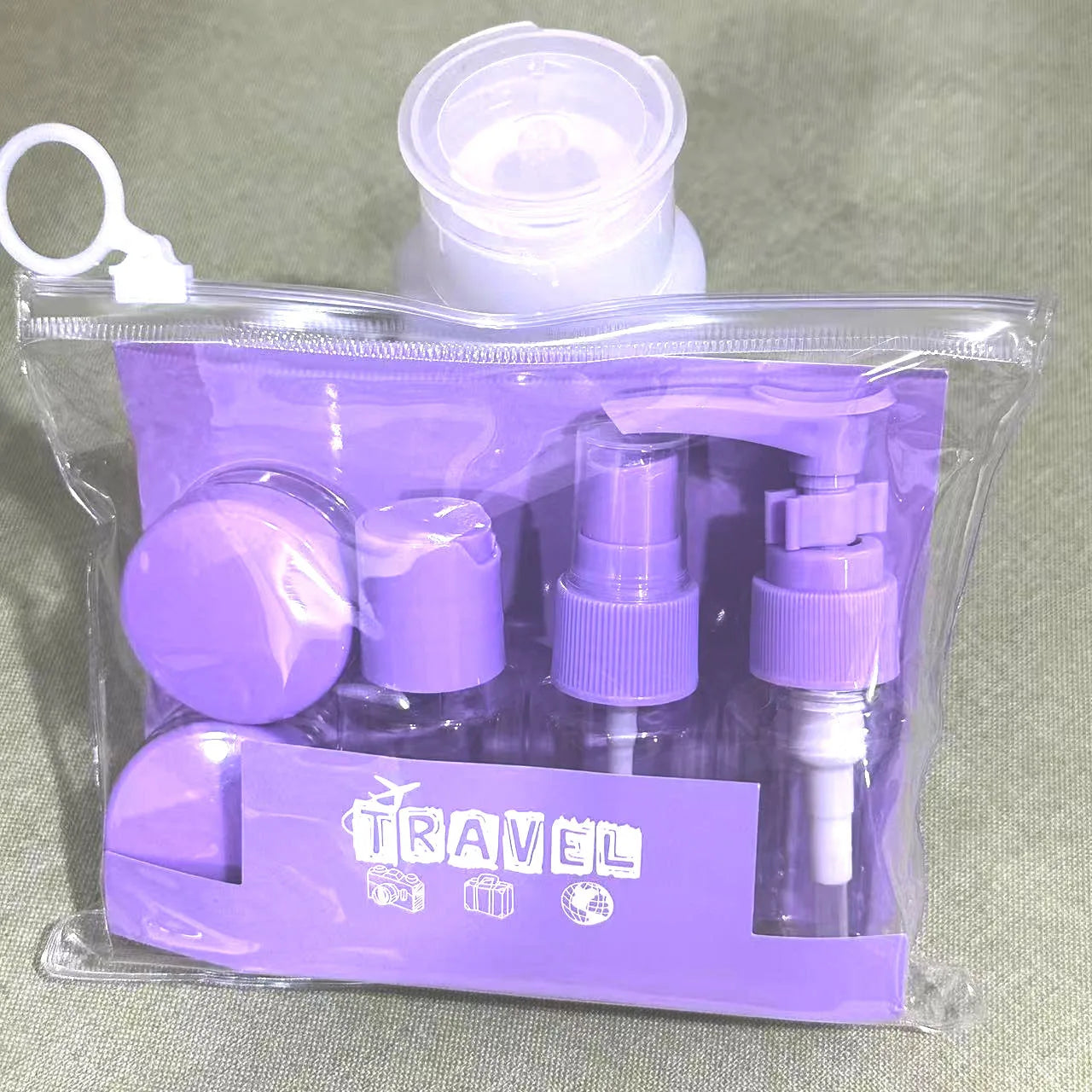 6 PCS Travel Bottles Set Leak Proof Press Type Refillable Containers For Cosmetics Lotion Cream Liquid Toiletries Storage Peaceful Pleasures Health and Wellness Purple